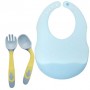 Силіконовий слинявчик та термочутлива ложка вилка 2Life 3 предмети Блакитний (vol-10511) (1250882)