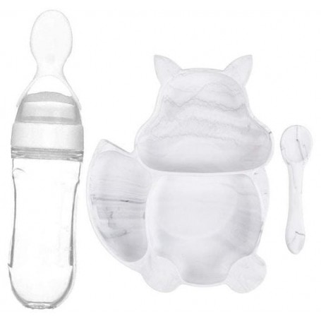 Набір силіконова 3-х секційна тарілка ложка 2Life Y1 3 шт Білий (vol-10019) (1250681)