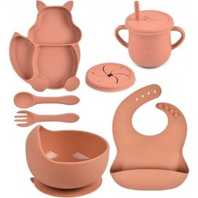 Набір дитячого силіконового посуду 2Life Y27 7 шт Помаранчевий (vol-10080) (1250712)