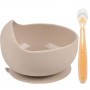 Набір силіконова кругла тарілка для перших страв та ложка 2Life Y24 2 шт Бежева (vol-10168) (1251008)