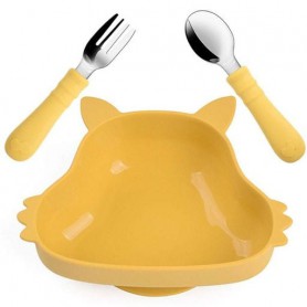 Набір дитячого силіконового посуду 2Life Y28 Білка Жовтий (v-12107) (1248403)