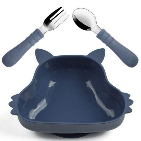 Набір дитячого посуду 2Life Y10 тарілка Білка та прибори Синій (v-12074) (1248126)
