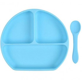 Набір силіконова трисекційна тарілка ложка 2Life Y9 2 шт Синій (vol-9922) (1252347)