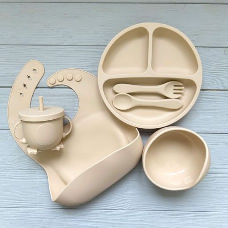 Набір дитячого посуду з силікону RNSH img_e9973 Світло-бежевий Newsun new (1246242)