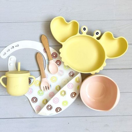 Набір KRPR img_e9275 краб тарілка, нагрудник з принтом Y4Y11 (дитячий посуд) Newsun new (1246399)