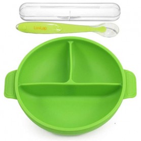 Тарілка трисекційна 2Life Y7 та ложка в кейсі Зелений (v-11836) (1248050)