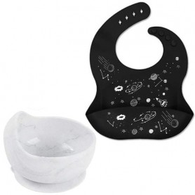 Набір посуду 2Life тарілка Y1 і слинявчик космос Чорний/Білий (v-11755) (1248007)