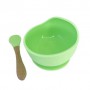 Силиконовая тарелка на присоске с деревянной ложкой MGZ-0103(Green) 300 мл Megazayka (1252421)