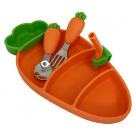 Детская силиконовая тарелка с приборами Морковь MGZ-0121 Megazayka (1252395)