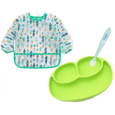 Комплект посуду 2Life та слинявчик-нагрудник Кактуси Зелена (v-11831) (1248047)