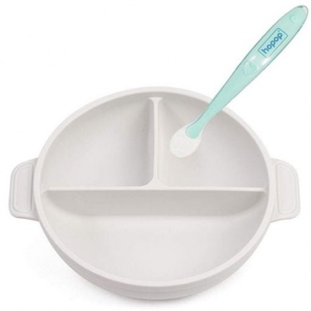 Тарілка трисекційна 2Life Y23 та ложка Світло-сіра (v-11844) (1248055)