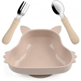 Набір дитячого посуду 2Life Y24 тарілка Білка та прибори Бежевий (v-12103) (1248397)