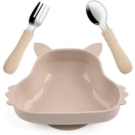 Набір дитячого посуду 2Life Y24 тарілка Білка та прибори Бежевий (v-12103) (1248397)
