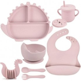 Набор детской посуды 2Life Волна Y26 8 предметів та прорізувач Динозавр Світло-фіолетовий (v-12059) (1248113)