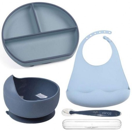 Набір посуду 2Life Y21 Y10 і слинявчик Синій (v-12044) (1248104)