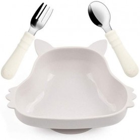 Набір дитячого посуду 2Life Y23 тарілка Білка та прибори Світло-сірий (v-12102) (1248144)
