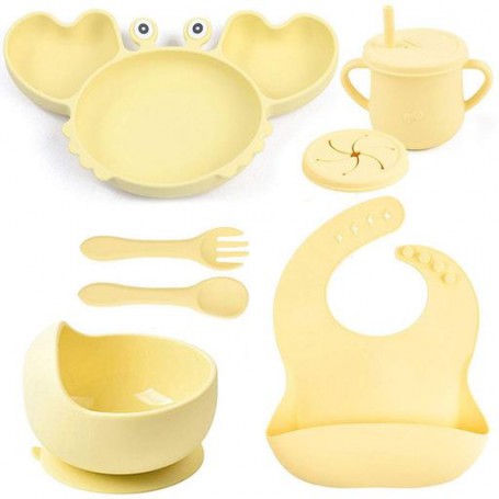 Набір дитячого посуду 2Life Краб Y11 7 предметів Жовтий (v-12020) (1247896)