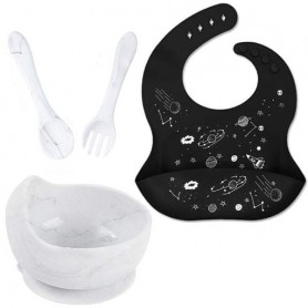 Набір посуду 2Life тарілка та прибори Y1 слинявчик космос Чорний/Білий (v-11757) (1248472)