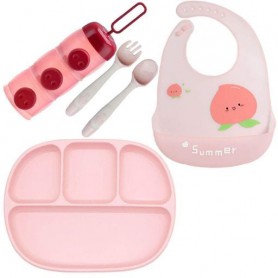 Набір посуду 2Life D9 та слюнявчик Рожевий (v-11874) (1248381)
