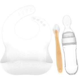 Набір посуду 2Life та слинявчик Білий/Оранжевий (vol-9954) (1248024)