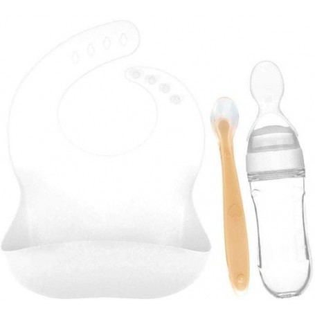 Набір посуду 2Life та слинявчик Білий/Оранжевий (vol-9954) (1248024)