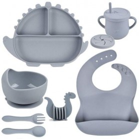 Великий набір посуду 2Life 8 предметів та прорізувач Динозавр Сірий (v-12053) (1248116)