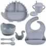 Великий набір посуду 2Life 8 предметів та прорізувач Динозавр Сірий (v-12053) (1248116)