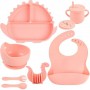 Набор детской посуды 2Life Волна Y12 8 предметів та прорізувач Динозавр Рожевий (v-12052) (1248115)