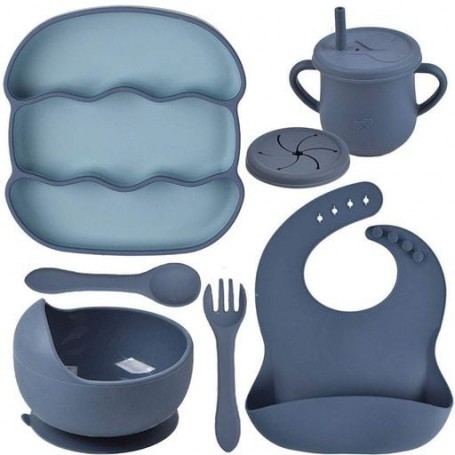 Набір дитячого посуду 2Life Хвиля Y21+Y9 з 7 предметів Cіній (v-12009) (1248094)