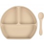 Набір силіконова трисекційна тарілка ложка 2Life Y24 2 шт Бежевий (vol-10000) (1250670)