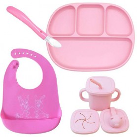 Набір силіконового посуду 2Life D4 4 предмети Рожевий (vol-10442) (1251219)