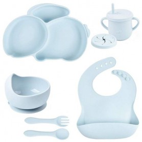 Набір силіконового посуду 2Life Y5 із 7 предметів на присосці Блакитний (v-11286) (1251116)