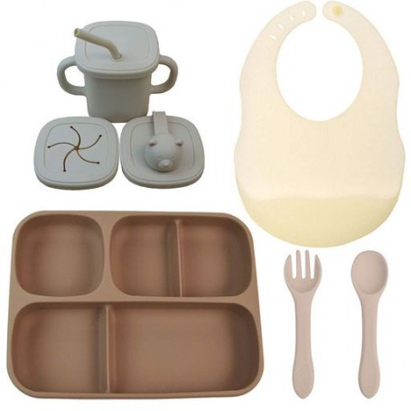 Набір силіконового посуду 2Life 5 предметів Коричневий/Бежевий (vol-10489) (1250858)