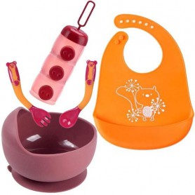 Набір силіконового посуду 2Life Y16 5 предметів Рожевий/Помаранчевий (vol-10570) (1251272)