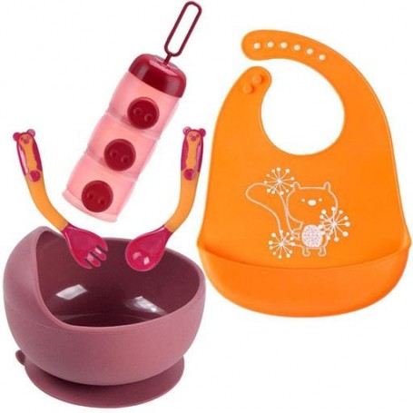 Набір силіконового посуду 2Life Y16 5 предметів Рожевий/Помаранчевий (vol-10570) (1251272)