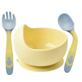 Глибока тарілка та термочутлива ложка вилка 2Life Y11 350 мл Жовтий (vol-10531) (1251225)