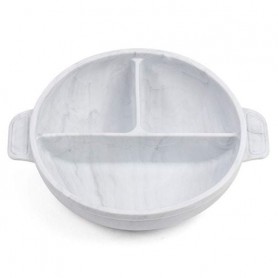 Глибока трисекційна силіконова тарілка 2Life Y1 560 мл Білий мармур (v-11068) (1251263)