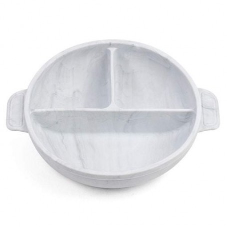 Глибока трисекційна силіконова тарілка 2Life Y1 560 мл Білий мармур (v-11068) (1251263)