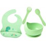 Набір 2Life кругла тарілка Y3 для перших страв ложка та вилка силіконовий слинявчик дракончик Зелений vol-10353 (1251215)