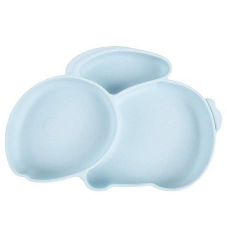 Трисекційна силіконова тарілка 2Life Кролик Y5 525 мл Блакитний (v-11044) (1250831)