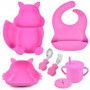 Набір дитячого посуду на присосці 2Life Білка Y8 з 7 предметів Рожевий (v-11315) (1251027)