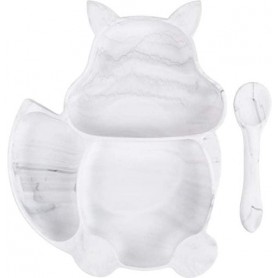 Набір силіконова трисекційна тарілка у формі білки ложка 2Life Y1 2 шт Мармур (vol-10001) (1251195)