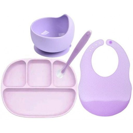 Набір силіконового посуду 2Life 4 предмети Рожевий/Фіолетовий (vol-10718) (1250803)