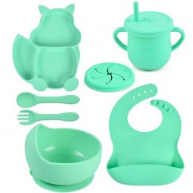 Набір дитячого силіконового посуду 2Life Y13 7 шт Зелений (vol-10084) (1251201)