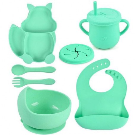 Набір дитячого силіконового посуду 2Life Y13 7 шт Зелений (vol-10084) (1251201)