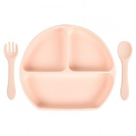 Набір трисекційна силіконова тарілка ложка вилка 2Life Y4 3 шт Пирсиковий (vol-9764) (1252091)