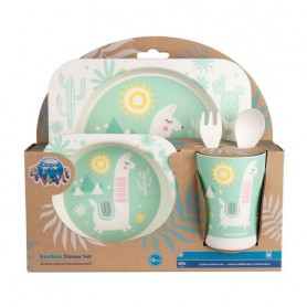 Бамбуковый набор посуды Canpol Babies Lama бирюзовый, с 1 года, 5 шт (9/213)