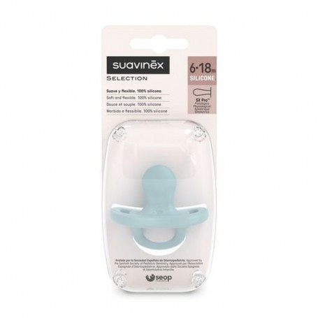 Пустышка физиологическая силиконовая Suavinex Colour Essence голубая, от 6 месяцев до 1.5 лет, 1 шт (308091)