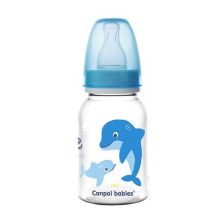 Бутылочка для кормления Canpol Babies Love & See с рисунком, с рождения, голубая, 120 мл (59/300)