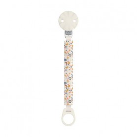 Клипса для пустышки Suavinex Wonderland с тканевой лентой, белая с рисунком, с рождения (402828)